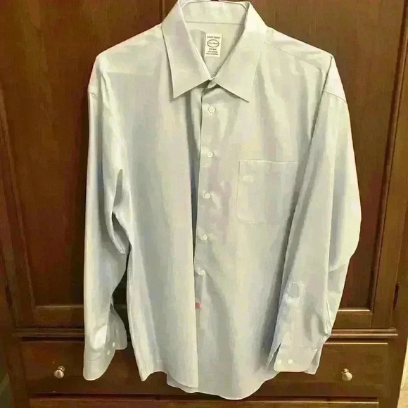 Pronto Uomo Dress Shirt Mens 17.5 / 34-35 Non Iron 100% Cotton Blue Solid‎ - Picture 1 of 5